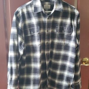 Jachs Men's Casual Black and White Plaid Flannel Shirt Large